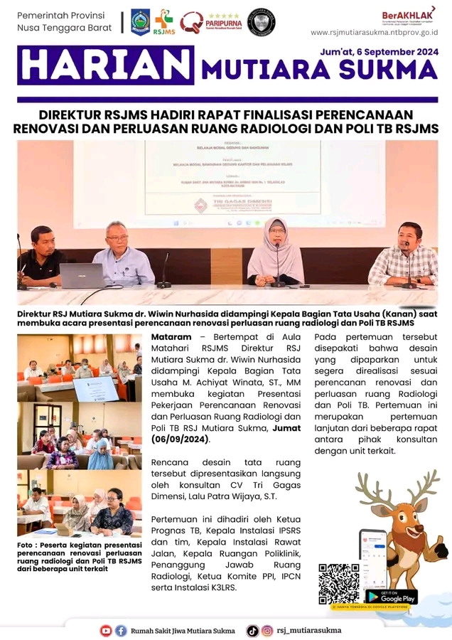 DIREKTUR RSJMS HADIRI RAPAT FINALISASI PERENCANAAN RENOVASI DAN PERLUASAN RUANG RADIOLOGI DAN POLI TB RSJMS